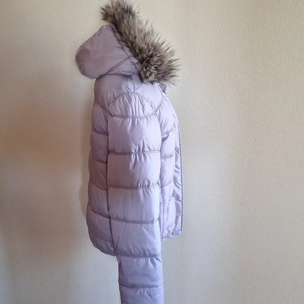 Y2K American Eagle Outfitters Lavendar Faux Fur Removable Hood Size XL/TG - Picture 3 of 12